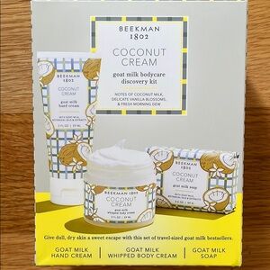 NIB Beekman 1802 Coconut Cream Goat Milk Bodycare Gift Set NEW Travel Size 2oz